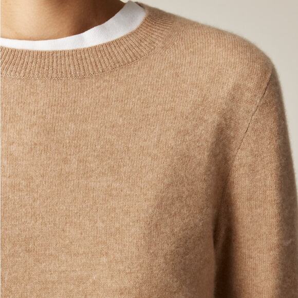 J.Crew Cashmere Classic Fit Crewneck Sweater Heather Camel BA400 Size XL New - Picture 9 of 14